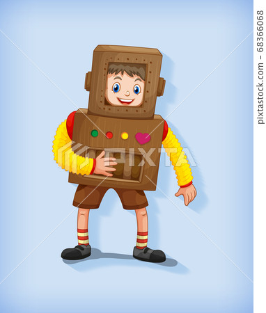 Cute boy wearing robot costume in standing 68366068
