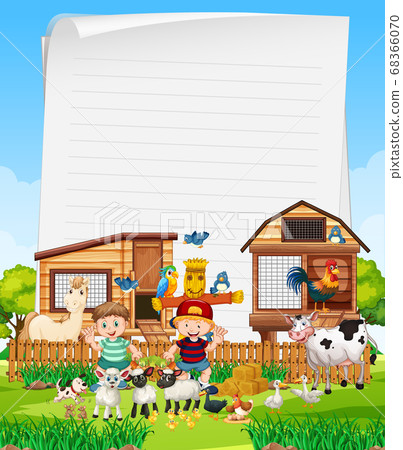 Blank paper in organic farm with animal farm set 68366070