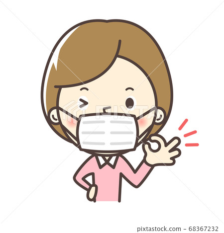 Woman wearing a mask OK virus protection Wearing a mask 68367232