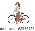 站在一輛自行車旁邊的女人 68367577