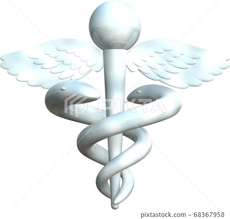 Marble caduceus cane clipping background transparent 3DCG illustration design 68367958