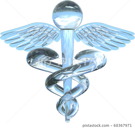 Glass caduceus cane clipping background transparent 3DCG illustration design 68367971