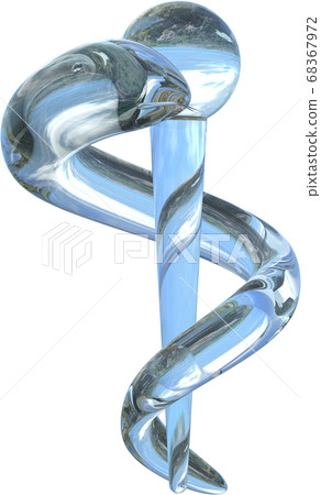 Glass Asclepius cane clipping background transparent 3DCG illustration design 68367972