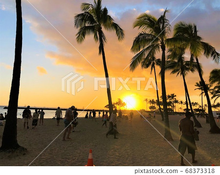夏威夷威基基日落海灘 夏威夷威基基日落海灘 68373318