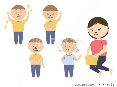 Illustration set of a boy changing clothes 68373914