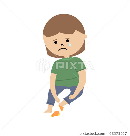 不穿襪子哭的女孩的插圖 不穿襪子哭的女孩的插圖 68373927