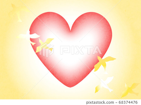 Background material designed with a motif of birds and hearts Background material designed with a motif of birds and hearts 68374476
