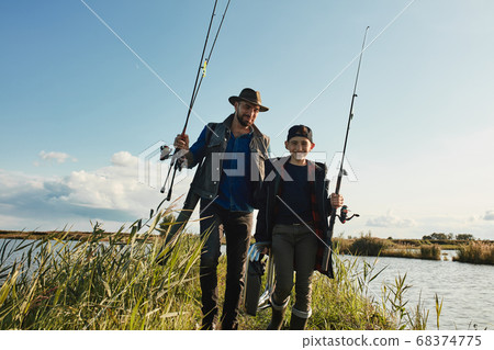 First fishing trip of father and son First fishing trip of father and son 68374775