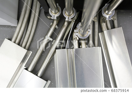 Fragment of a complex connection of many steel Fragment of a complex connection of many steel 68375914