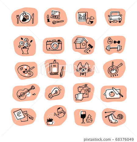 各種愛好/生活方式的圖標集 各種愛好/生活方式的圖標集 68376049