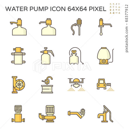 Drinking water pump and fluid pump vector icon set 68377912