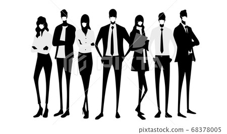 矢量材料：戴著口罩的人，人們的剪影 68378005