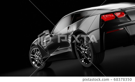 3d rendering of a modern black sedan car with studio light. 3d rendering of a modern black sedan car with studio light. 68378350