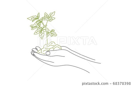 Ground with sprout in hands. 68378398