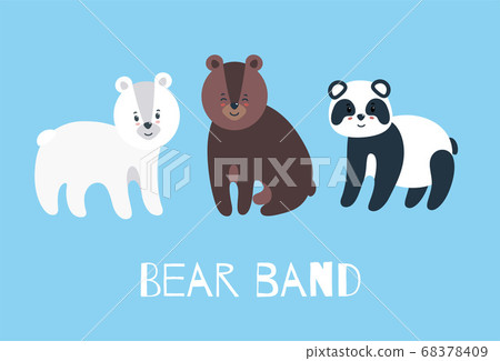 Set of furry friends. Polar bear, teddybear and panda. Vector illustration in flat style Set of furry friends. Polar bear, teddybear and panda. Vector illustration in flat style 68378409