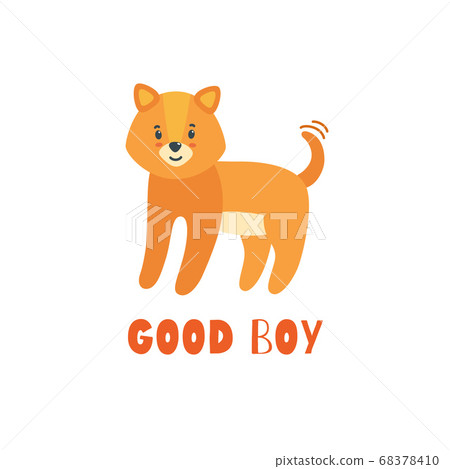 Cute puppy print with inscription. Vector illustration in flat style 68378410