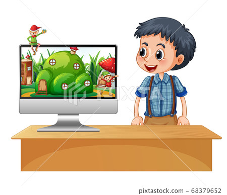 Elf on computer screen desktop 68379652