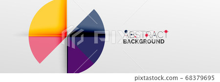 Bright color circles, abstract round shapes and triangles composition with shadow effects. Vector modern geometric design template 68379695