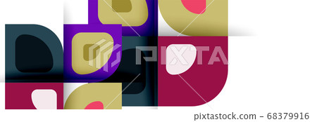 Set of vector modern geometric abstract backgrounds with repeating abstract round shapes patterns and shadow effects 68379916