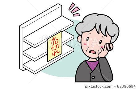 Granny in trouble looking at sold out shelves at store 68380694