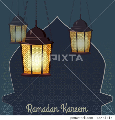 Ramadan Kareem Greetings Intricate Arabic lamps, vector illustration Ramadan Kareem Greetings Intricate Arabic lamps, vector illustration 68381417