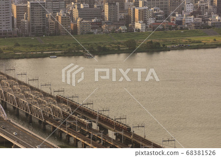 Evening view from Osaka Sky Building-juso ohashi 68381526