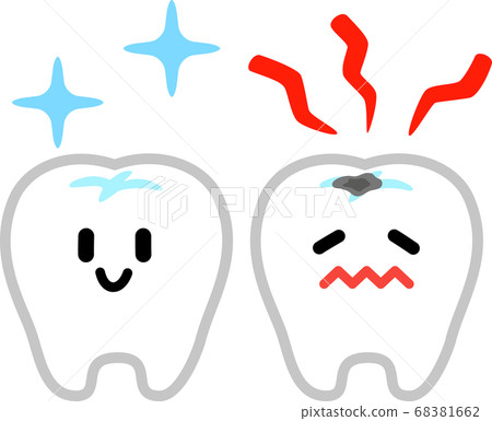蛀牙和健康牙齒特徵 68381662