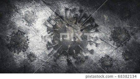 Coronavirus outbreak pandemic. Grunge, destroyed background with Ncov-19 bacteria 3D illustration Coronavirus outbreak pandemic. Grunge, destroyed background with Ncov-19 bacteria 3D illustration 68382134