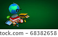 3d-illustration school supplies low poly concept on green background copy space 68382658