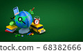 3d-illustration school supplies low poly concept on green background copy space 68382666