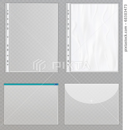 Vector transparent plastic files. Cellophane folders to protect documents Vector transparent plastic files. Cellophane folders to protect documents 68383473