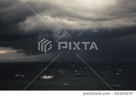 Cloudy sky above the Singapore Strait  68383650