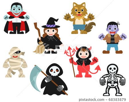 Halloween monster full body illustration set Halloween monster full body illustration set 68383879