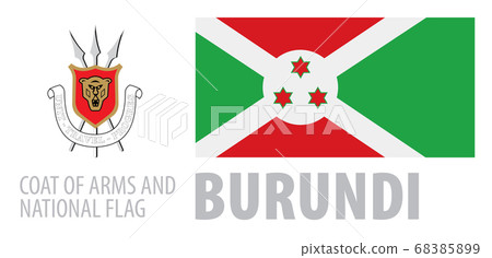 Vector set of the coat of arms and national flag of Burundi 68385899