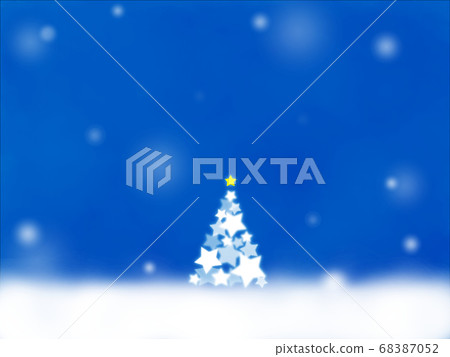 Christmas tree with stars shining snowy (horizontal) Christmas tree with stars shining snowy (horizontal) 68387052