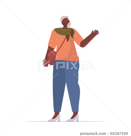 old african american woman in casual trendy clothes senior female cartoon character standing pose 68387309
