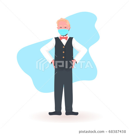 schoolboy wearing face mask to prevent coronavirus pandemic social distancing covid-19 quarantine 68387438