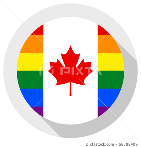 canadian LGBT flag, round shape icon on white background 68388409