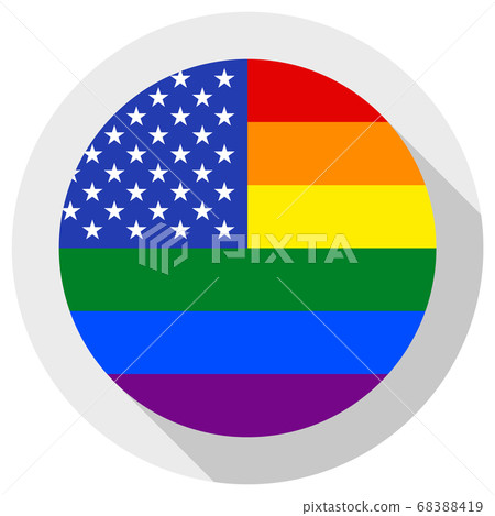united states LGBT flag, round shape icon on white background united states LGBT flag, round shape icon on white background 68388419