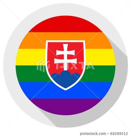 slovak LGBT flag, round shape icon on white slovak LGBT flag, round shape icon on white 68389312