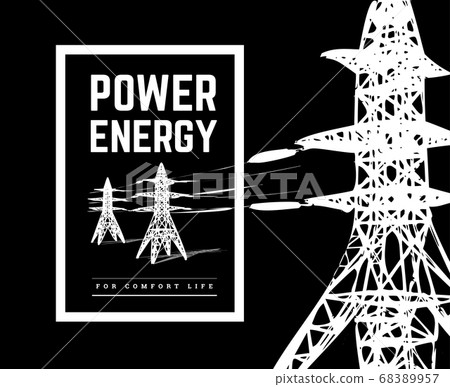 Power lines silhouette vector illustration isolated on white Power lines silhouette vector illustration isolated on white 68389957