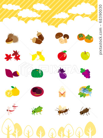 A set of cute icons with autumn motifs 68390030