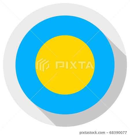 Flag of Palau, Round shape icon on white 68390077