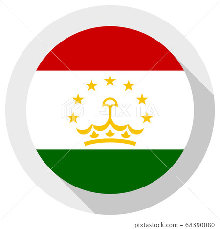 Flag of Tajikistan, Round shape icon on white 68390080