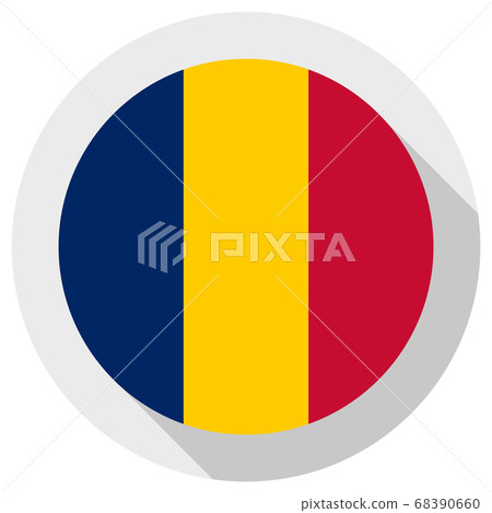 Flag of Tchad, round shape icon on white Flag of Tchad, round shape icon on white 68390660