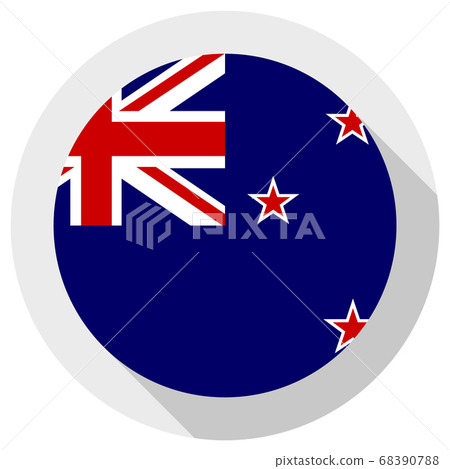 Flag of New Zealand, Round shape icon on white 68390788