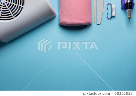 Top view of manicure and pedicure equipment on Top view of manicure and pedicure equipment on 68391022