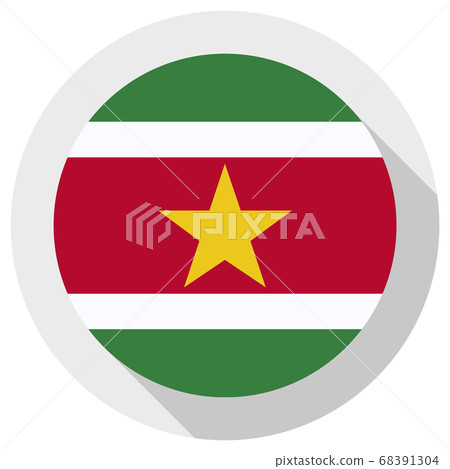 Flag of Suriname, Round shape icon on white 68391304