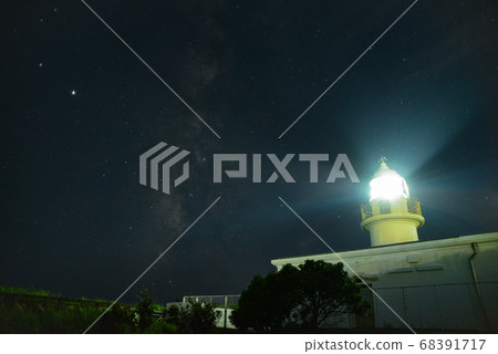 美麗的夜空銀河系和燈塔 美麗的夜空銀河系和燈塔 68391717