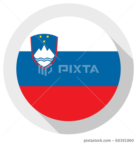 Flag of Slovenia, Round shape icon on white 68391860